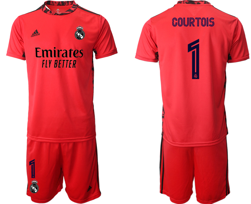 Men 2020-2021 club Real Madrid red goalkeeper #1 Soccer Jerseys->real madrid jersey->Soccer Club Jersey